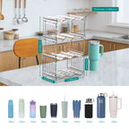 Water Bottle Organizer for 40 oz Stanley, Heavy Duty & Tall Kitchen Organizer and Water Bottle Accessory Organizer, Stackable Water Bottle Holder Wine Rack Gift, Drainable Easy to Clean, 3 Tier Set