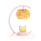 Pink Candle Warmer Lamp for Jar Candles with Adjustable Brightness＆Timer，Handcrafted Crystal＆Wooden Base,Candle Lamp Luxurious Design+2Bulbs,Home Decoration Electric Candle lamp