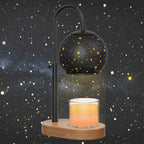 Black Candle Warmer Lamp with Timer&Dimmer，Star Lampshade with Adjustable Height＆Rotatable Pole，Wooden Base for Jar Candles，Wax Melting Electric Warmer Light，Modern Warmer Lantern