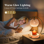 Gold Candle Warmer Lamp for Jar Candles with Adjustable Brightness＆Timer，Handcrafted Crystal＆Wooden Base, Luxurious Design,Home Decoration Electric Candle lamp