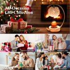 Gold Candle Warmer Lamp for Jar Candles with Adjustable Brightness＆Timer，Handcrafted Crystal＆Wooden Base, Luxurious Design,Home Decoration Electric Candle lamp