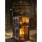 Book Nook Kit for Adults, DIY NO.9 Castle Kits 3D Wooden Bookend Puzzle for Men, Decorative Bookend Bookshelf Alley Decor for Women, Christmas New Year Gifts for Family and Friends