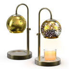Gold Candle Warmer Lamp with Timer&Dimmer，Star Lampshade with Adjustable Height＆Rotatable Pole，Metal Base for Jar Candles，Wax Melting Electric Warmer Light，Modern Warmer Lantern