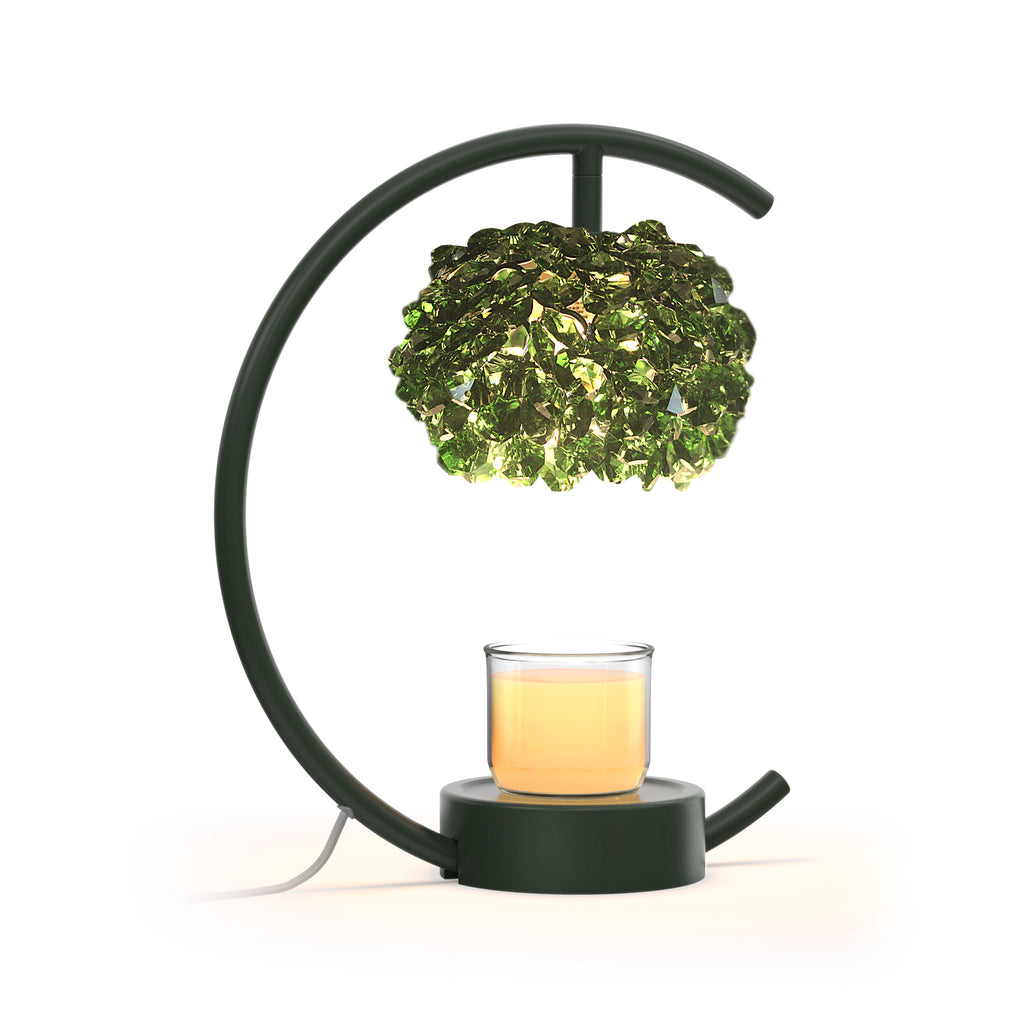 Candle Warmer Lamp for Jar Candles with Adjustable Brightness＆Timer，Handcrafted Green Crystal Candle Lamp Luxurious Design+2Bulbs,Home Decoration Electric Candle lamp