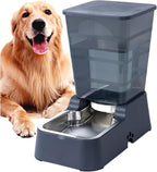 Automatic Dog Cat Water Dispenser Large Capacity 5Lfor Cats and Medium and Large-Sized Dogs with Stainless Steel Bowl (Black, 5L)