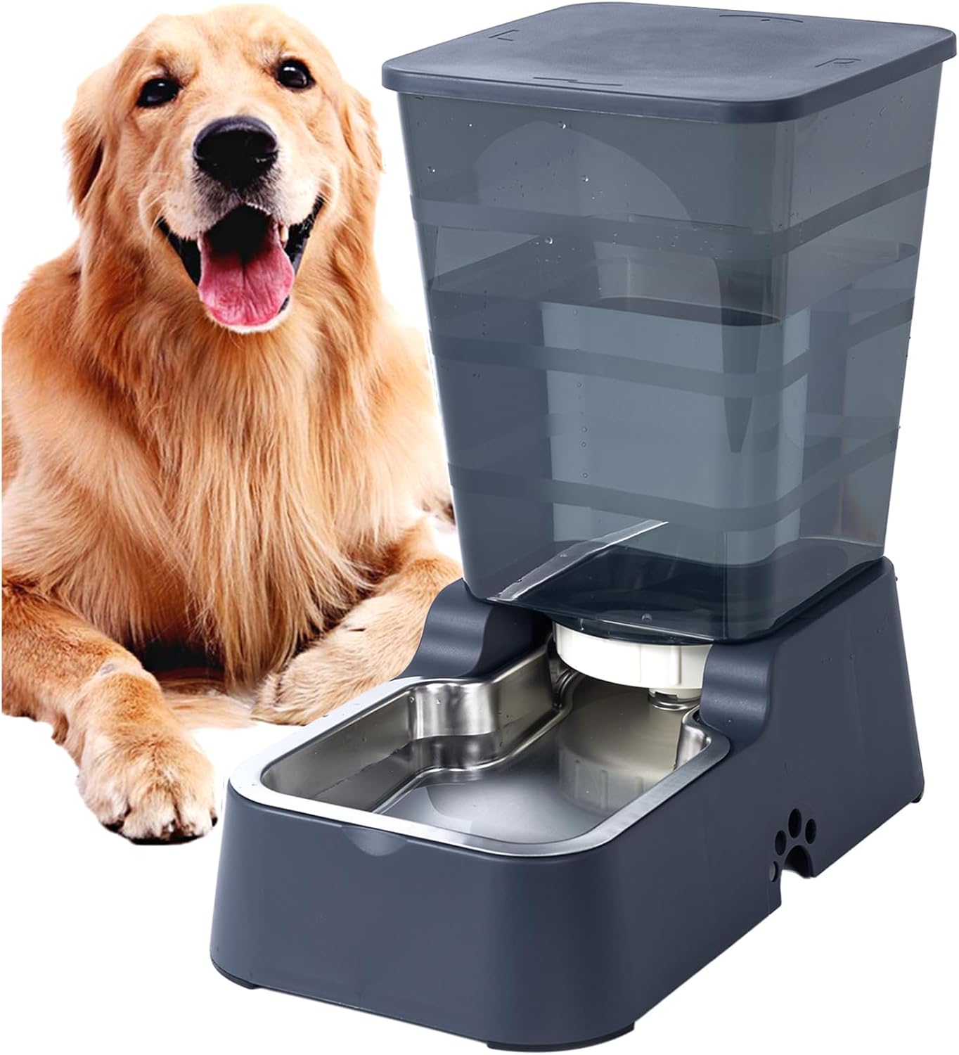 Automatic Dog Cat Water Dispenser Large Capacity 5Lfor Cats and Medium and Large-Sized Dogs with Stainless Steel Bowl (Black, 5L)