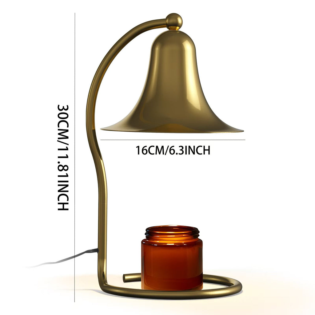 Candle Warmer Lamp for Jar Candles,with Timer and Dimmer,Adjustable Brightness,All Metal Lamp Body,Suitable for Aromatherapy Waxes Gold Trumpet-Shape