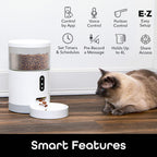 Smart Feeder, 4 Liter Automatic Pet Dog and Cat Feeder, Wi-Fi Control Compatible with Alexa and Google Home
