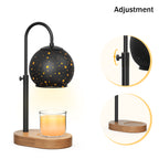Black Candle Warmer Lamp with Timer&Dimmer，Star Lampshade with Adjustable Height＆Rotatable Pole，Wooden Base for Jar Candles，Wax Melting Electric Warmer Light，Modern Warmer Lantern