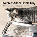 Automatic Pet Water Fountain 4.5L Large Capacity Stainless Steel Drink Tray Cat Water Dispenser Ultra-Quiet Pump Multi-Filtration System for Cats, Dogs, Multiple Pets S7 Lite Grey