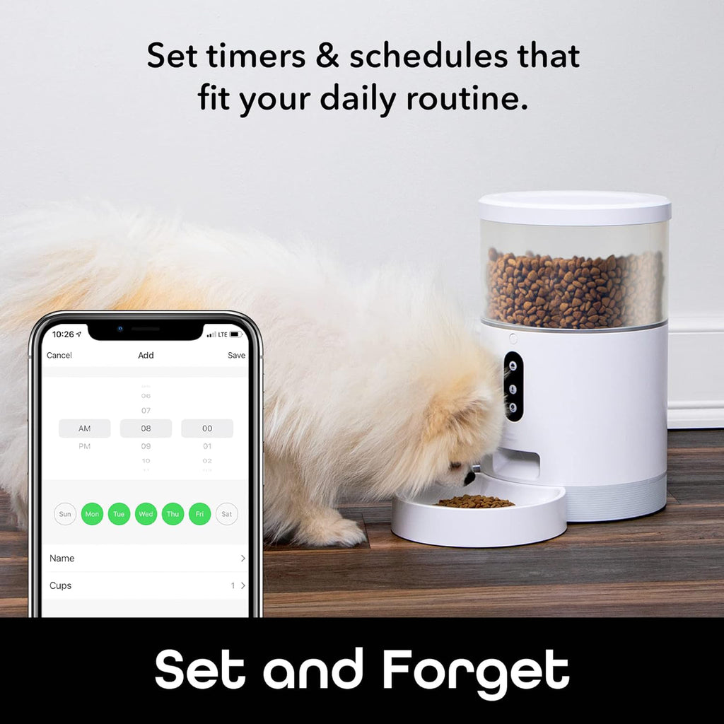 Smart Feeder, 4 Liter Automatic Pet Dog and Cat Feeder, Wi-Fi Control Compatible with Alexa and Google Home