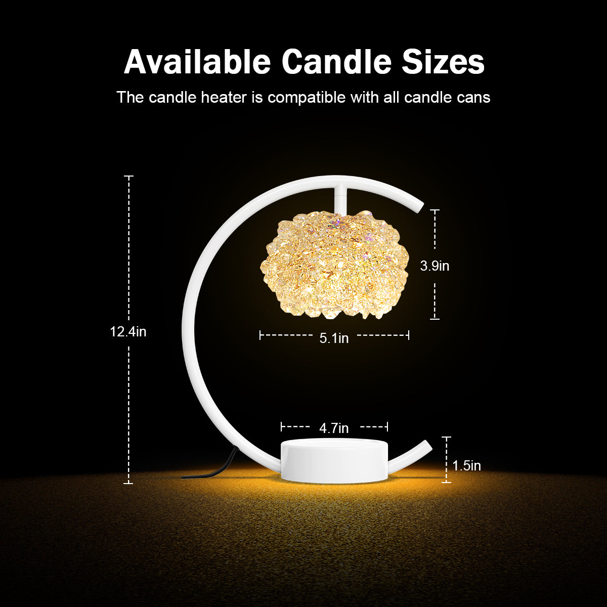 White Candle Warmer Lamp for Jar Candles with Adjustable Brightness＆Timer，Handcrafted Crystal＆Wooden Base,Candle Lamp Luxurious Design+2Bulbs,Home Decoration Electric Candle lamp