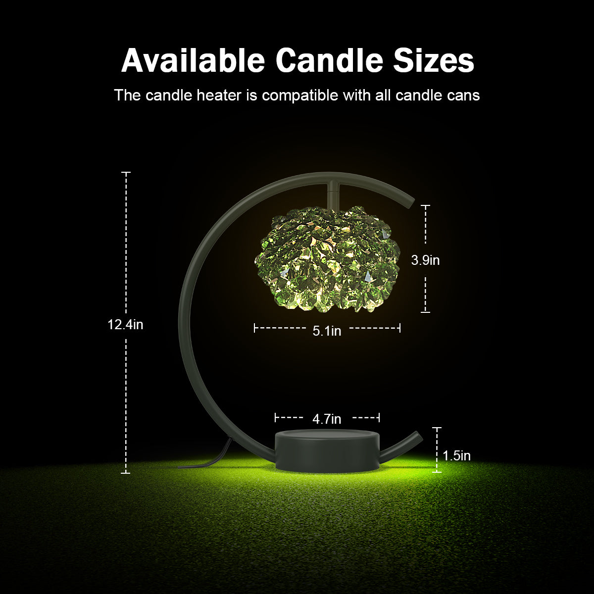 Candle Warmer Lamp for Jar Candles with Adjustable Brightness＆Timer，Handcrafted Green Crystal Candle Lamp Luxurious Design+2Bulbs,Home Decoration Electric Candle lamp