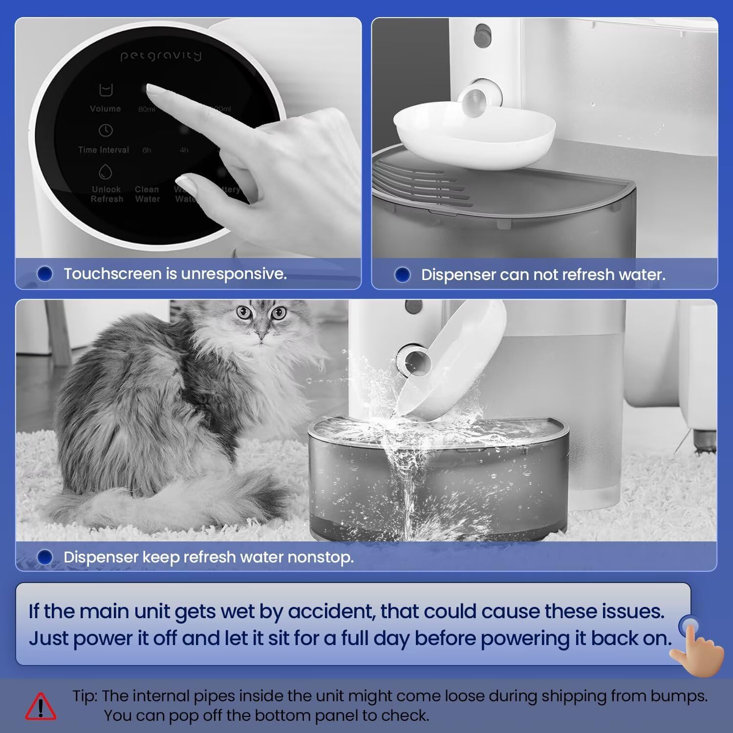 Automatic Cat Water Dispenser: Smart Pet Water Fountain No Filter for Small Dogs - Wireless 3L Rechargeable Smart Cat Fountain - Wastewater Separation