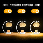 White Candle Warmer Lamp for Jar Candles with Adjustable Brightness＆Timer，Handcrafted Crystal＆Wooden Base,Candle Lamp Luxurious Design+2Bulbs,Home Decoration Electric Candle lamp
