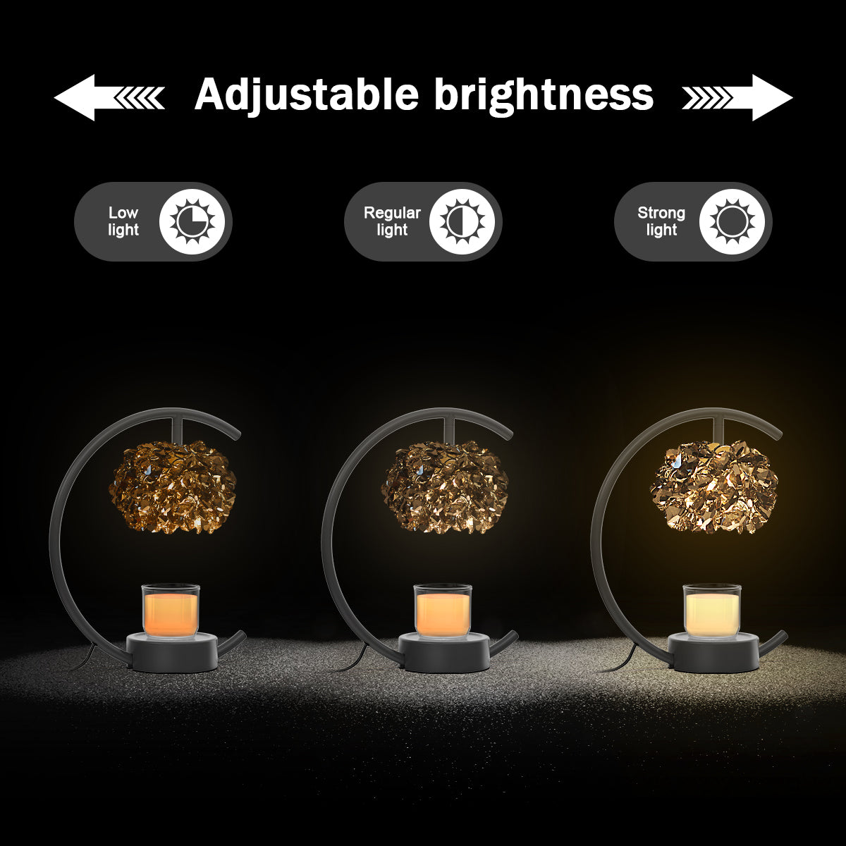 Candle Warmer Lamp for Jar Candles with Adjustable Brightness＆Timer，Handcrafted Crystal Candle Lamp Luxurious Design+2Bulbs,Home Decoration Electric Candle Lamp