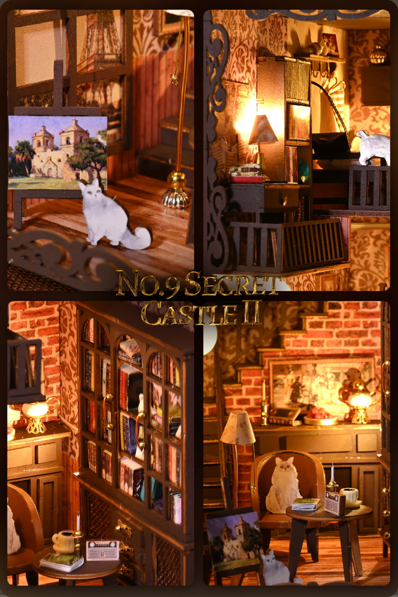 Book Nook Kit for Adults, DIY NO.9 Castle Kits 3D Wooden Bookend Puzzle for Men, Decorative Bookend Bookshelf Alley Decor for Women, Christmas New Year Gifts for Family and Friends