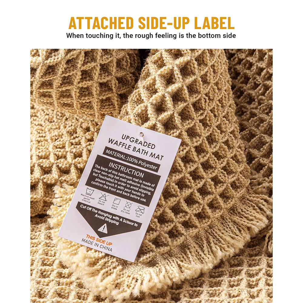 Waffle Bath Mat Set with Non-Slip Backing, 2 Count(20"×47" and 16"×24")