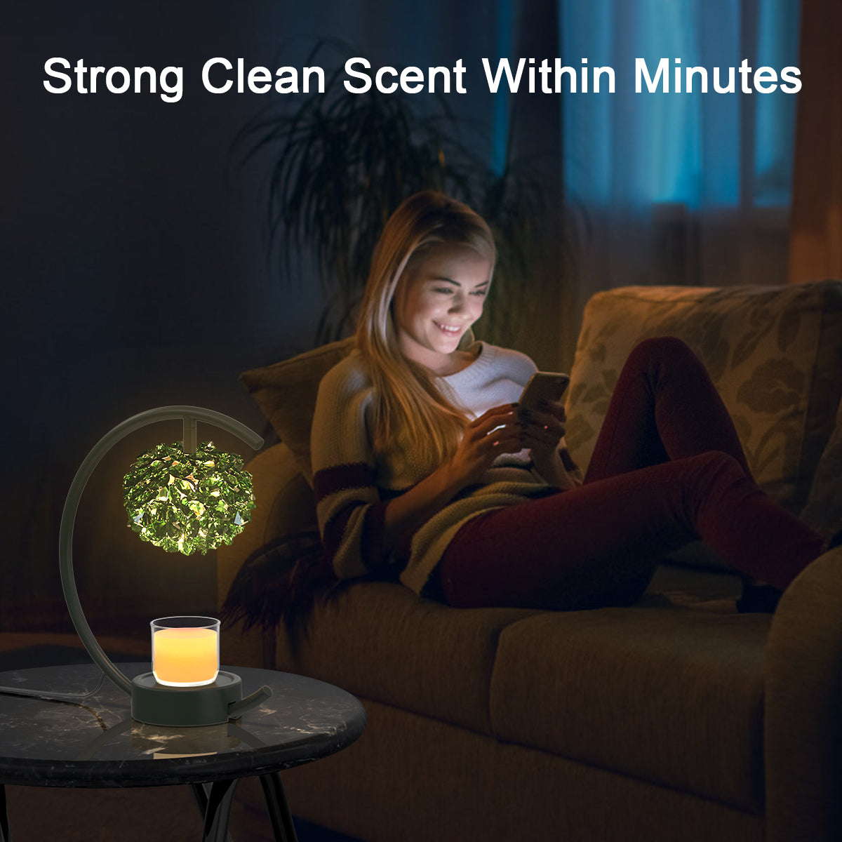 Candle Warmer Lamp for Jar Candles with Adjustable Brightness＆Timer，Handcrafted Green Crystal Candle Lamp Luxurious Design+2Bulbs,Home Decoration Electric Candle lamp