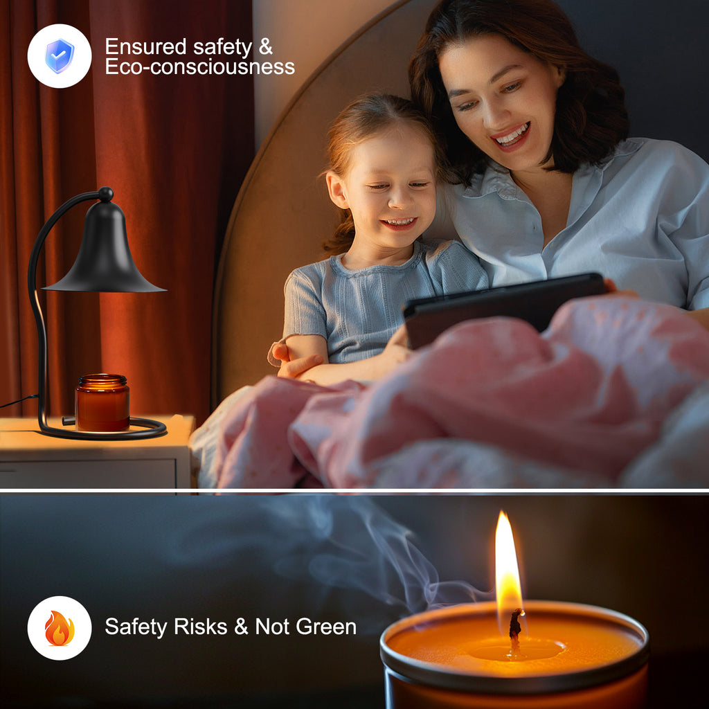 Candle Warmer Lamp for Jar Candles with Timer and Dimmer, Adjustable Brightness, All Metal Lamp Body, Suitable for Aromatherapy Waxes, Black Trumpet-Shaped