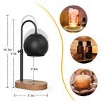 Black Candle Warmer Lamp with Timer&Dimmer，Star Lampshade with Adjustable Height＆Rotatable Pole，Wooden Base for Jar Candles，Wax Melting Electric Warmer Light，Modern Warmer Lantern