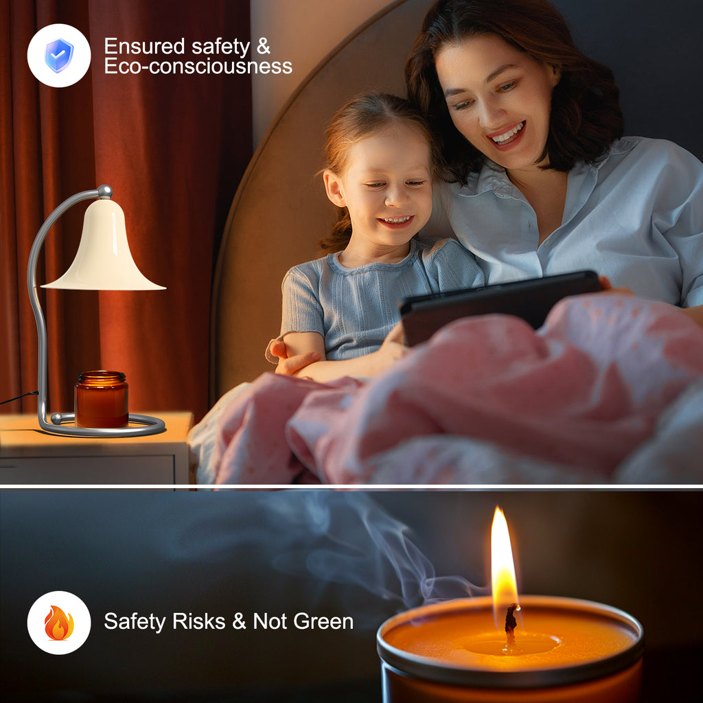 Candle Warmer Lamp for Jar Candles,with Timer and Dimmer,Adjustable Brightness,All Metal Lamp Body,Suitable of Aromatherapy Waxes White Trumpet-Shape