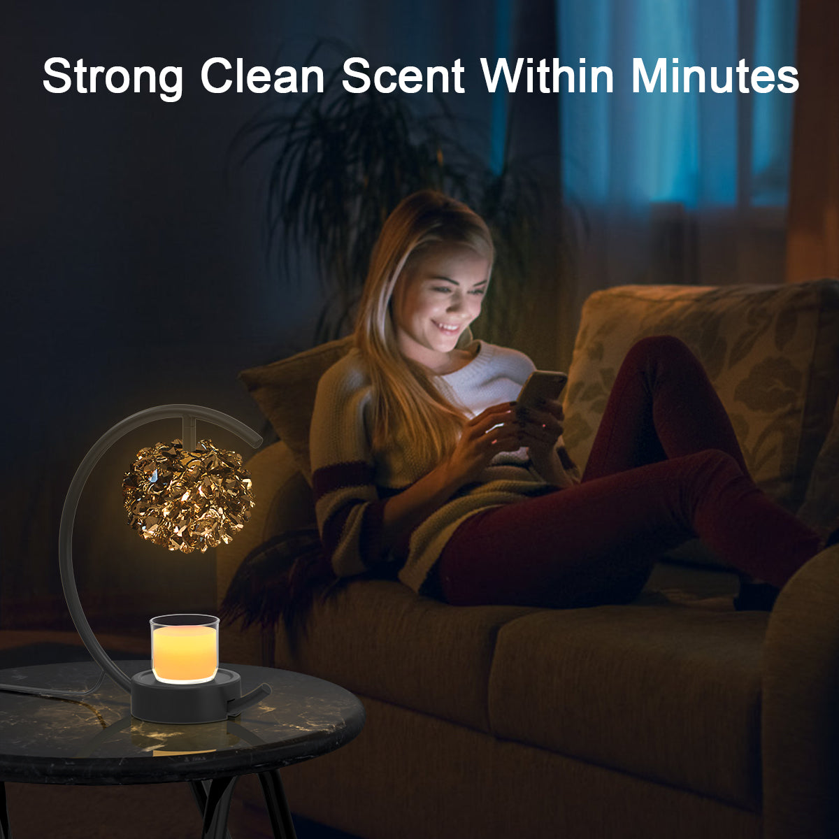 Candle Warmer Lamp for Jar Candles with Adjustable Brightness＆Timer，Handcrafted Crystal Candle Lamp Luxurious Design+2Bulbs,Home Decoration Electric Candle Lamp