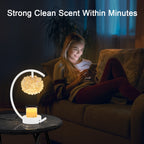 White Candle Warmer Lamp for Jar Candles with Adjustable Brightness＆Timer，Handcrafted Crystal＆Wooden Base,Candle Lamp Luxurious Design+2Bulbs,Home Decoration Electric Candle lamp