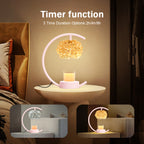 Pink Candle Warmer Lamp for Jar Candles with Adjustable Brightness＆Timer，Handcrafted Crystal＆Wooden Base,Candle Lamp Luxurious Design+2Bulbs,Home Decoration Electric Candle lamp