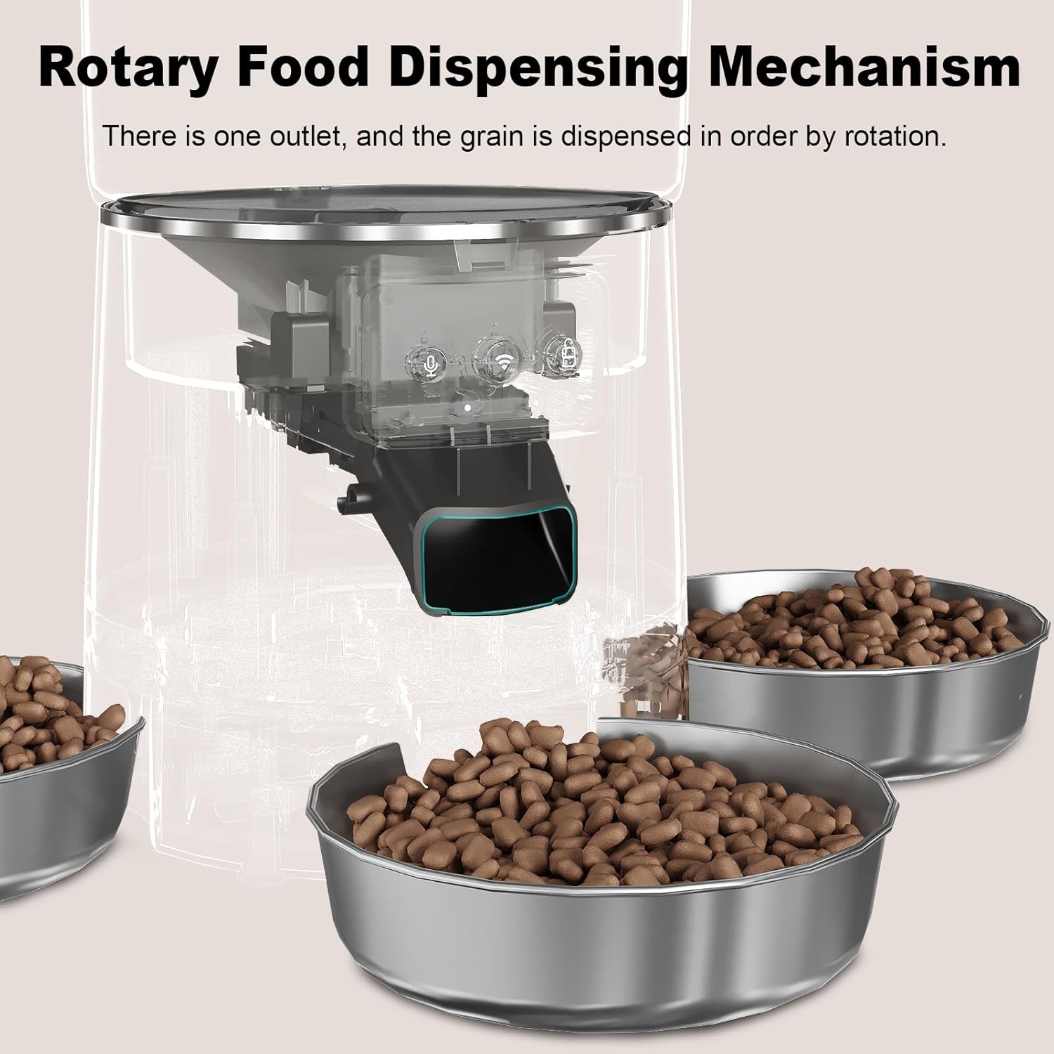 3-Cat Automatic Pet Feeder, 6L WiFi Cat Food Dispenser with APP Control, 1-10 Meal Programmable, Voice Recorder, Smart Alerts, Stainless Steel Bowls for Cats and Small Dogs (Black)