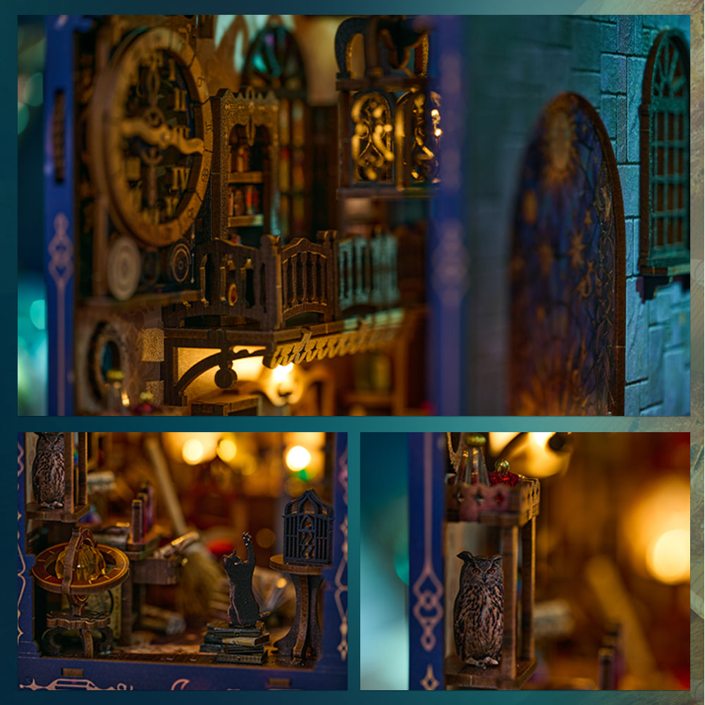 DIY Book Nook Kit - 3D Wooden Puzzle Booknook for Adults, Miniature House Dollhouse Kit for Bookend Bookshelf Insert Decor, Magic Book Model Build Gift for Teen Girls Boys Women Men