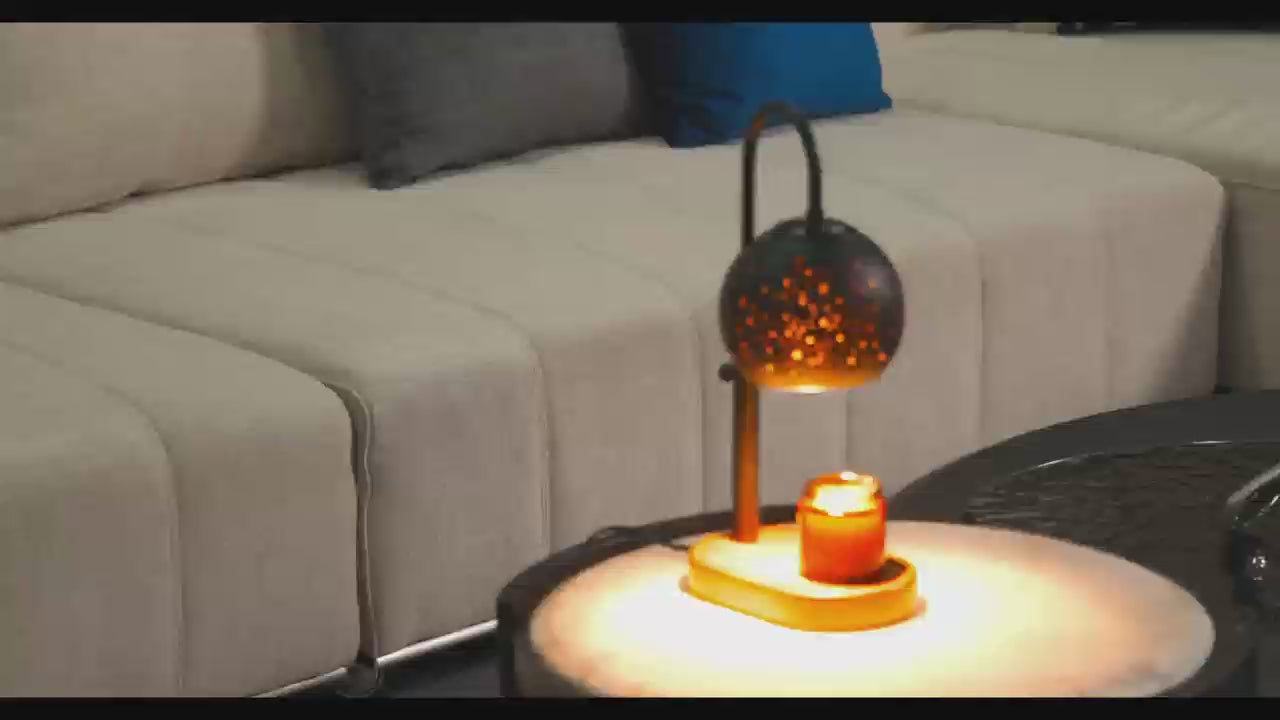 Silver Candle Warmer Lamp with Timer&Dimmer，Star Lampshade with Adjustable Height＆Rotatable Pole，Metal Base for Jar Candles，Wax Melting Electric Warmer Light，Modern Warmer Lantern